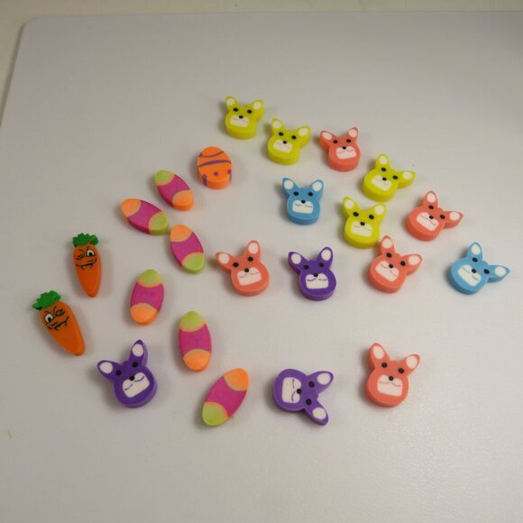 Easter Egg Filler: Small Erasers (24 items) Bunnies, Eggs, Carrots - Picture 2 of 6